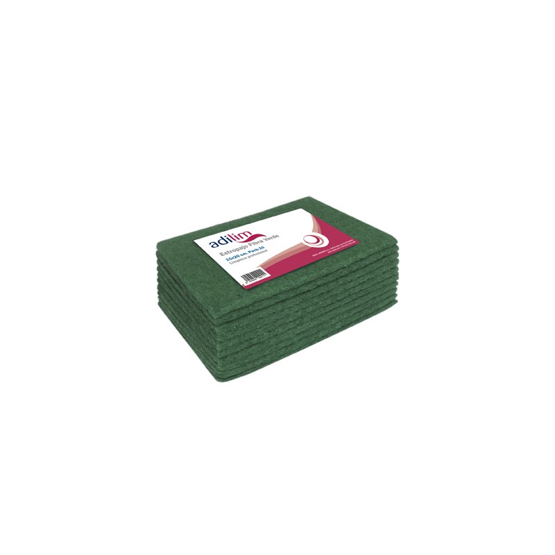 00411 Estropajo Fibra Verde Extra. 15 x 20 cm.  Pack-10 Adial