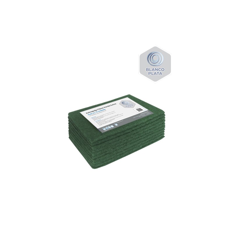00411 Estropajo Fibra Verde Extra. 15 x 20 cm.  Pack-10 Dist. Batoy. 2617