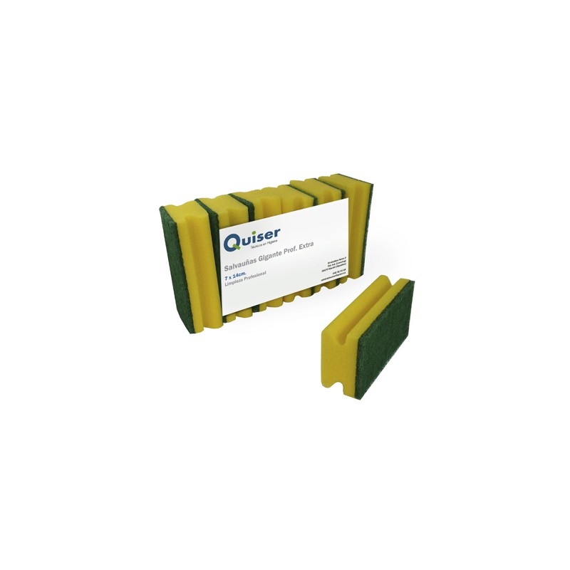 00359 Abrasif Vert + Éponge Ergonom. Extra Professional. 7 x 14 cm. Pack- 6. Quiser