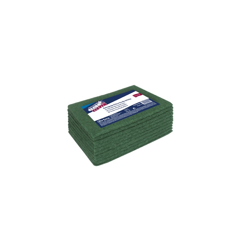 00411 Estropajo Fibra Verde Extra. 15 x 20 cm.  Pack-10 Orbis