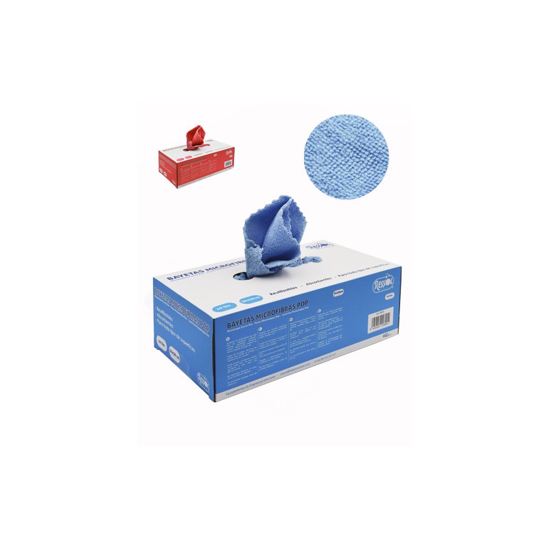 Bayeta Microfibra Pop. Cajita 40 Uds 30X30 Azul y Rosa Bayeta Microfibra Pop. Cajita 40 Uds 30X30 Azul y Rosa