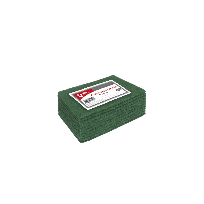 00411 Estropajo Fibra Verde Extra. 15 x 20 cm.  Pack-10 Adis-Qalita