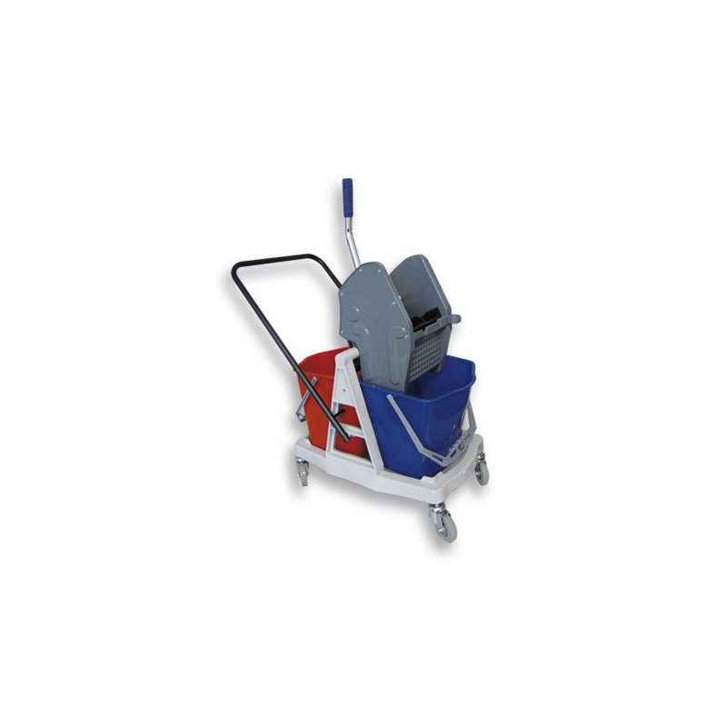 Eco Double Trolley+2 Buckets 18 Litres+Stilo Wringer+Push-Handle Eco Double Trolley+2 Buckets 18 Litres+Stilo Wringer+Push-Handle