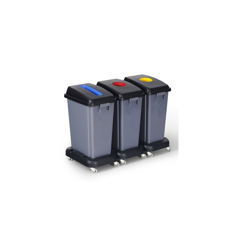 Contenedor 60 l. Jon Selectivo. Azul/Rojo/Amarillo C/Base C/Ruedas