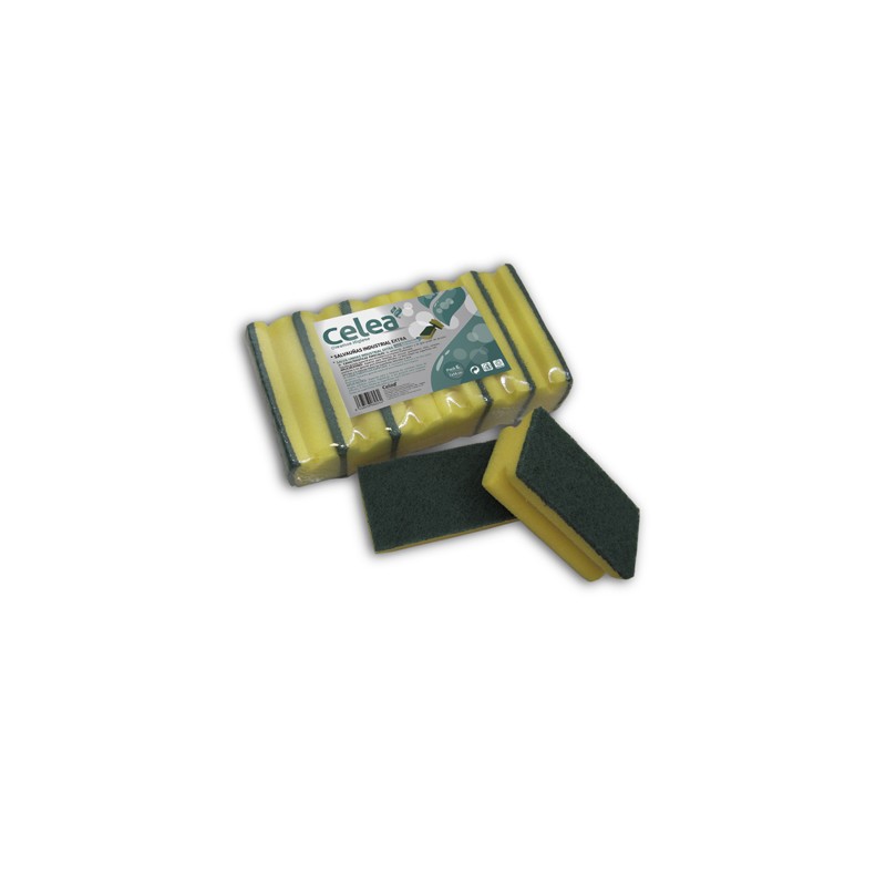 00359 Abrasif Vert + Éponge Ergonom. Extra Professional. 7 x 14 cm. Pack- 6. Celea