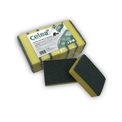 00367 Abrasif Vert + Éponge Extra. 8 x 12 cm. Pack- 6. Celea