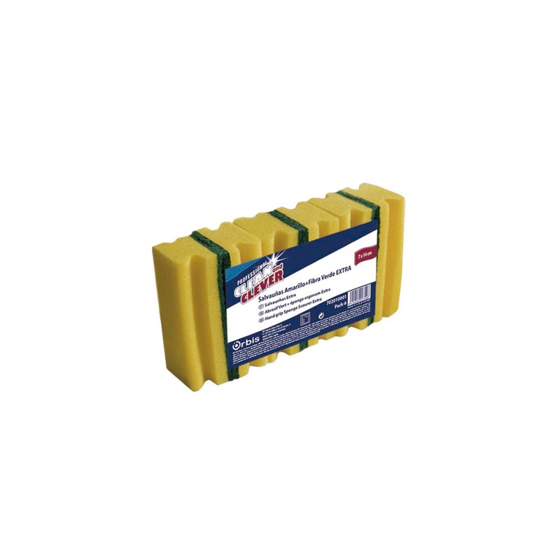 00359 Professional Hand Grip Sponge Scourer. Extra. 7 x 14 cm. Pack- 6. Orbis
